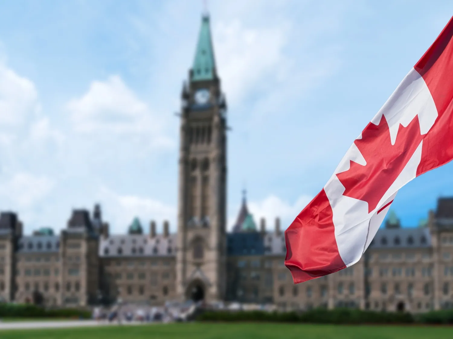 Canadian Parliament Canada with flag