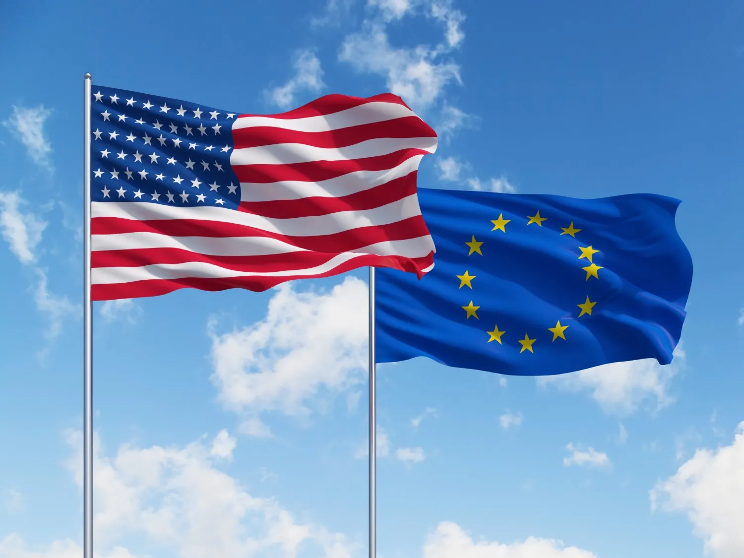 USA and European Union Flags